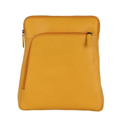 Rugzak - Geel - Leer - Fairtrade - Wereldwinkel Arnhem-Velp